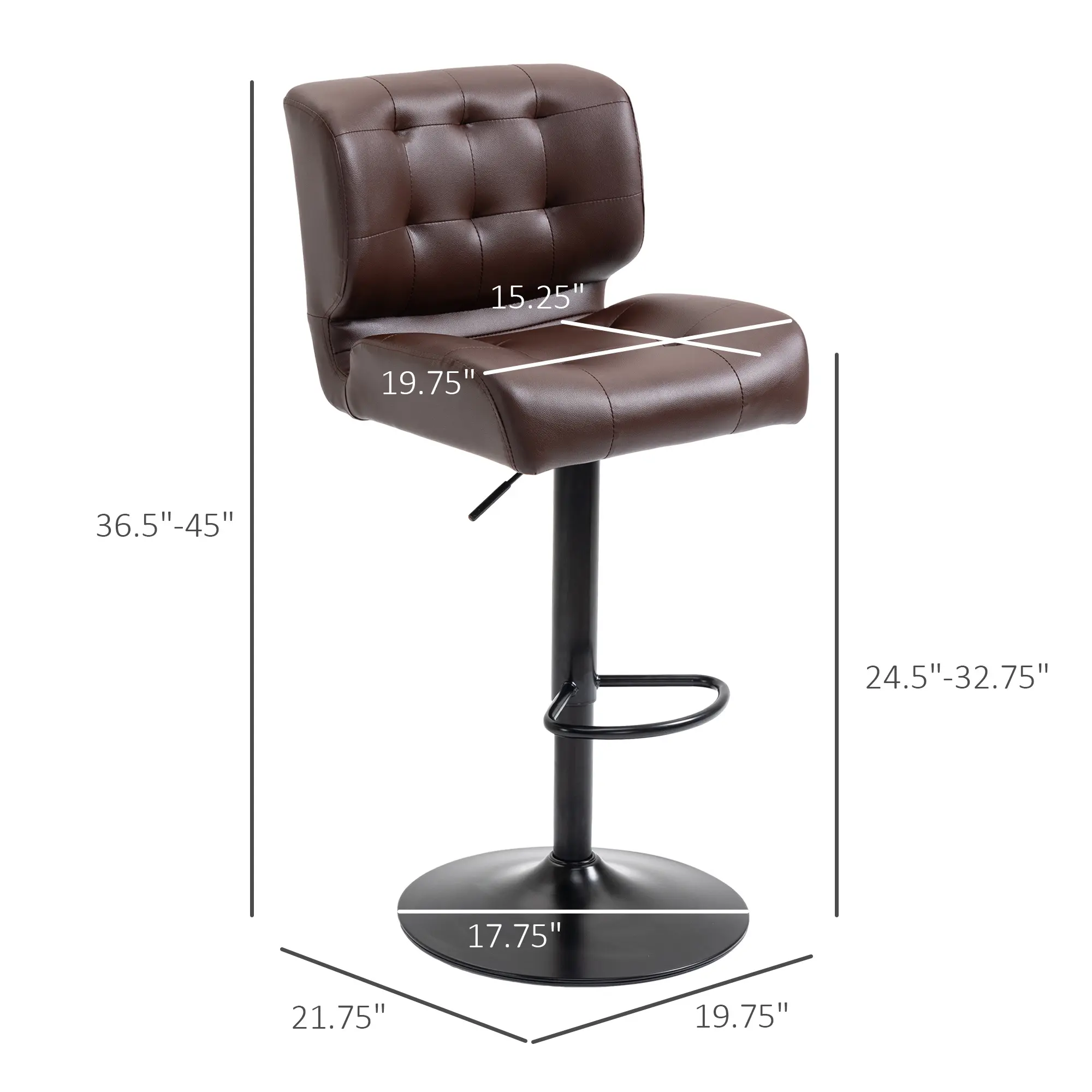 Thick Cushion, Brown+PVC Leather+330 lbs Cap