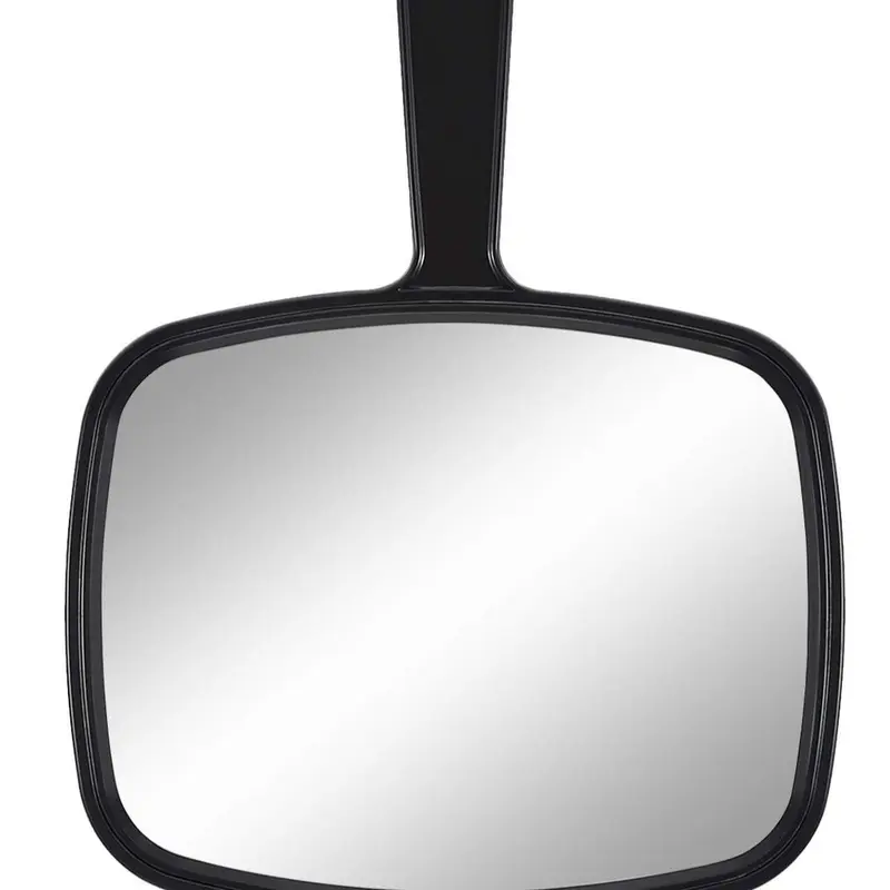 PROTECLE Square Black Modern Portable Handheld Mirror with Handle for Easy Use, 10.3" L x 7.4" W Hairdressing Aid, Salon Barber & Bathroom Home Supply