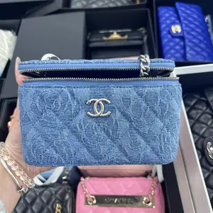 Pre-owned CHANEL france Crossbody Bags HH Camellia Denim Makeup Case Bag