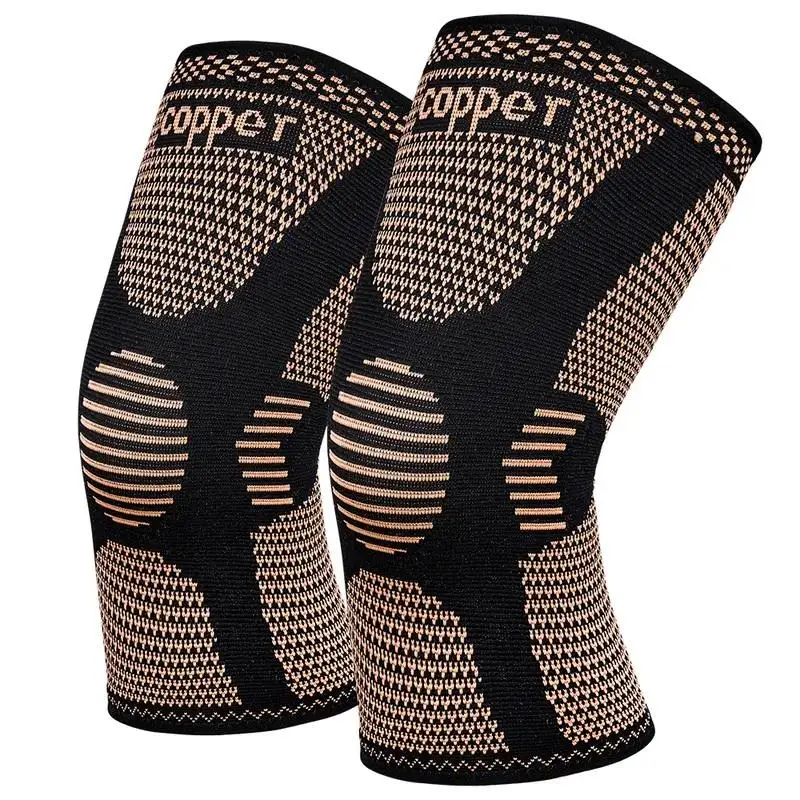 Quad-Stretch Knitted Copper-Infused Knee Support: Wholesale Value, Silicon Knee Support crafted for Runners, Superior Breathability, Ensures Uniform K