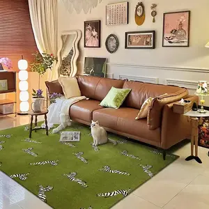 Zebra Print Non-slip Soft Floor Mat, 1 Count Retro Style Plush Floor Carpet, Decorative Area Rug for Home Living Room Bedroom