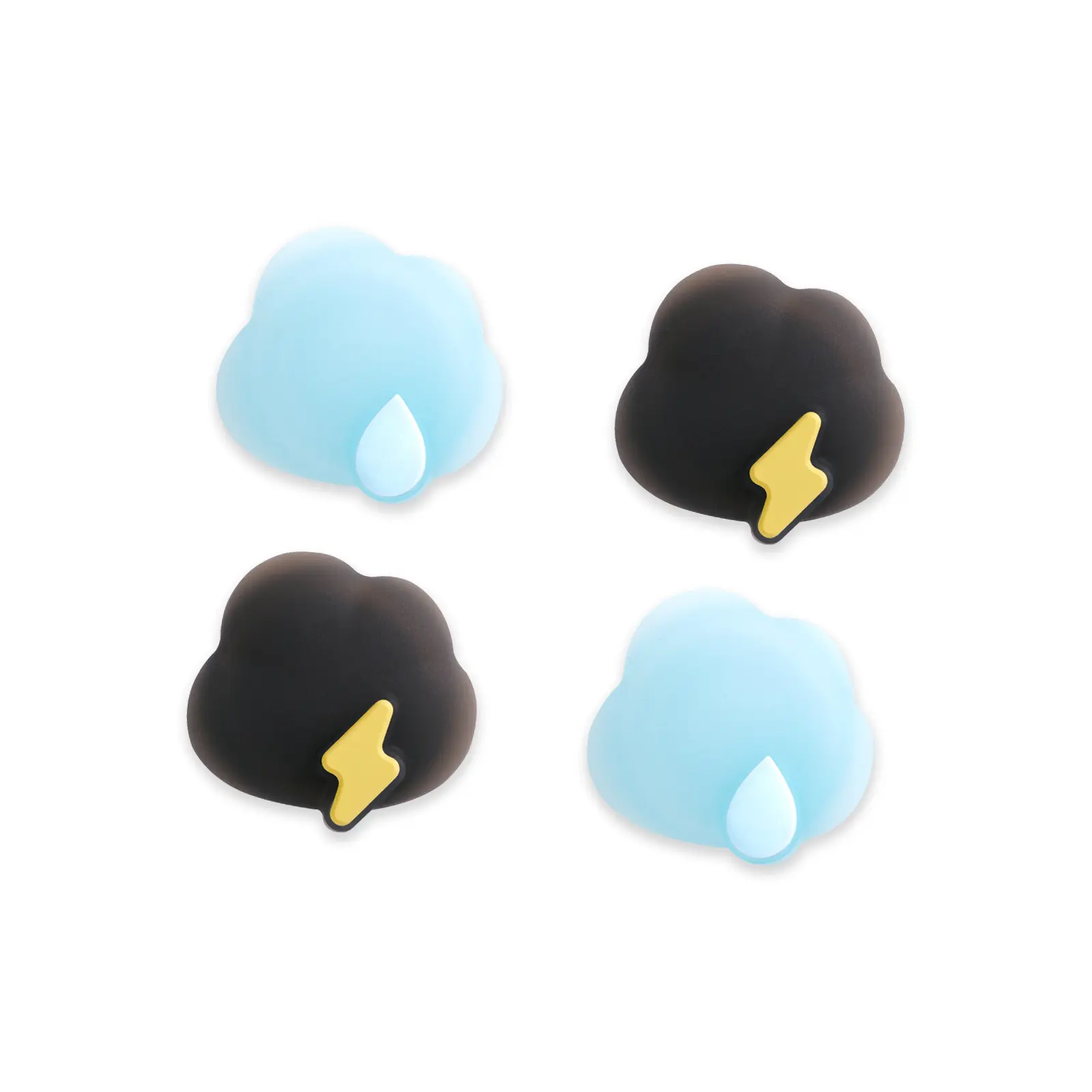 GeekShare Silicone Thumb Grips - Cute Weather Mood Lightning Rain Cloud Design Thumbsticks Covers, Secure Durable Finger Cover Joysticks Caps Compatible with Nintendo Switch/OLED/Lite (4PCS)