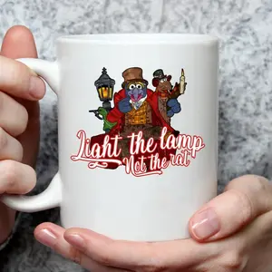 Retro The Muppet Christmas Carol Mug, Light The Lamp Not The Rat Mug, Gonzo And Rizzo Colorful Mug, Merry Christmas
