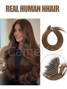 50Pcs 30G Per Pack Hair Extension Nano Ring Hair Extensions, Human Hair Weave, Human Hair Nano Tip Remy Hair Extensions Human Hair Nano Loop Hair Extension for Women darkest brown dark brown jet black blonde for Halloween Christmas party