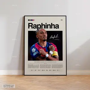 Raphinha Poster, Raphinha Barcelona Wall Art, Framed Raphinha Print, Barcelona FC Decor, Barcelona FC Fan Gift Idea, Soccer Print