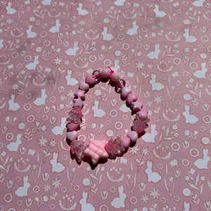 Pink Beaded Bracelet with Star and Heart Charms for Girls