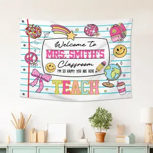 Classroom Decor, Custom Composition Notebook Welcome Teachers Name Classroom Banner, Teacher Appreciation Gifts, Custom Classroom Tapestry