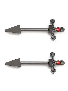 Punk Style Cross & Arrow Design Nipple Barbell, Fashionable Stainless Steel Nipple Ring, Body Jewelry for Women, Fashion Accessories for Party, Daily Clothing Decor, Piercing Jewelry