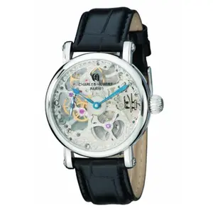 Charles-Hubert Paris  Mens Stainless Steel Skeleton Dial Mechanical Watch