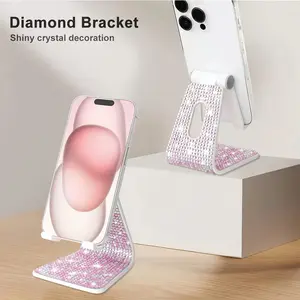 1 Flash Diamond Phone Stand Black and White Desktop Stand Suitable for Office Decoration Accessories with Mobile Phones and Tablets