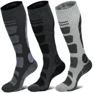 Thermal Ski Socks Men Women - 3 Pairs Knee High Warm Wool Blend Snowboarding Socks