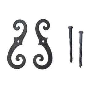 Wood Shutter Hardware  Large Scroll Shutter Dog with Lag Bolt, Black - Set of 2