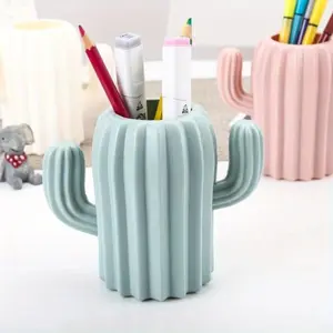 1pc Imitation Ceramic Vase Nordic Plastic Vase, Cactus Desktop Organizer Pencil Pen Holder, Container Stationery Office Fashion Tool