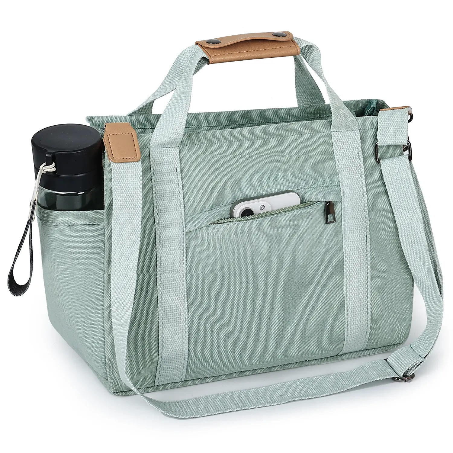Canvas Tote Bag for Women With Pockets, Cute Crossbody Shoulder Purses Mommy Handbag for Work Travel
