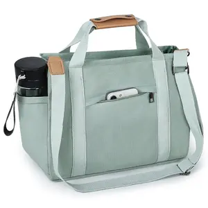 Canvas Tote Bag for Women With Pockets, Cute Crossbody Shoulder Purses Mommy Handbag for Work Travel