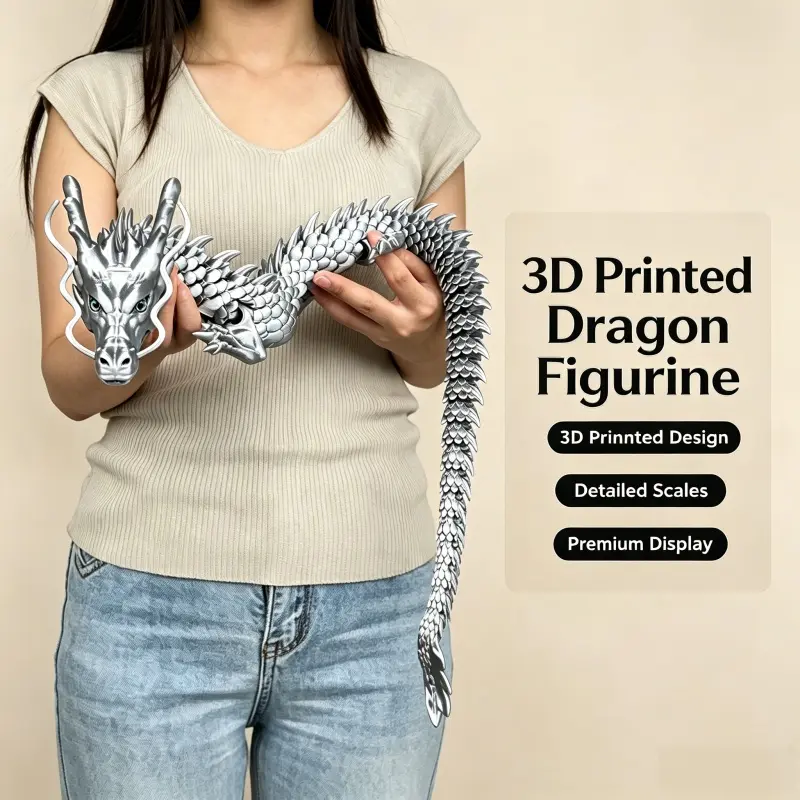 3D-printed silver dragon