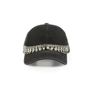 Alishaa Black Rhinestone Trucker Hat