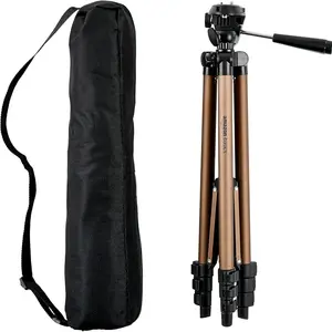 50-inch Lightweight Portable Camera Mount Tripod Stand with Bag for Travel Photography, Black/Brown