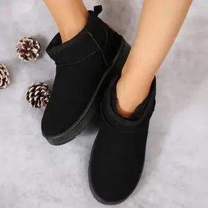 Womens Snow Mini Boots Thick Sole Winter Warm and Comfortable Faux Lined Suede Indoor and Outdoor Anti-Slip Classic Flat Booties