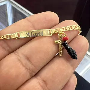 Kids ID Bracelet Gold Filled Jewelry Cross Hand CZ Anniversary Birthday Gifts