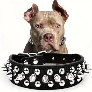 Adjustable Spike Dog & Cat Collar – PU Leather Punk Rivet Pet Neck Strap for Small Dogs & Cats, Studded Fashion Collar
