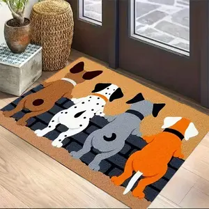 Cute Dog Backprint, Non-Slip, Cozy Healing Style, Ideal for Entryway, Living Room Decor, Pet Area, Animal Printed Rug, Polyester Fiber