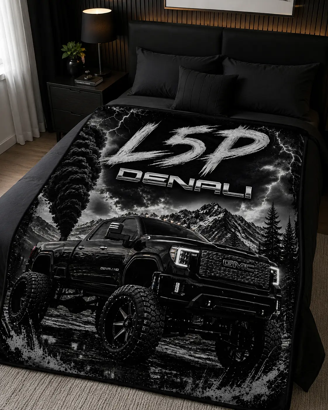 L5P Denali Truck Velveteen Plush Blanket | Off-Road Mountain Graphic