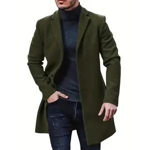 Men’s trench coat with a slim fit, notched lapels, warm for winter, long coat — menswear jackets