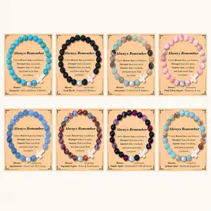 8 Pcs Cross Beaded Bracelets for Women Inspirational Natural Gemstone Bracelets Christian Easter Birthday Gifts for Mom Wife Friend
