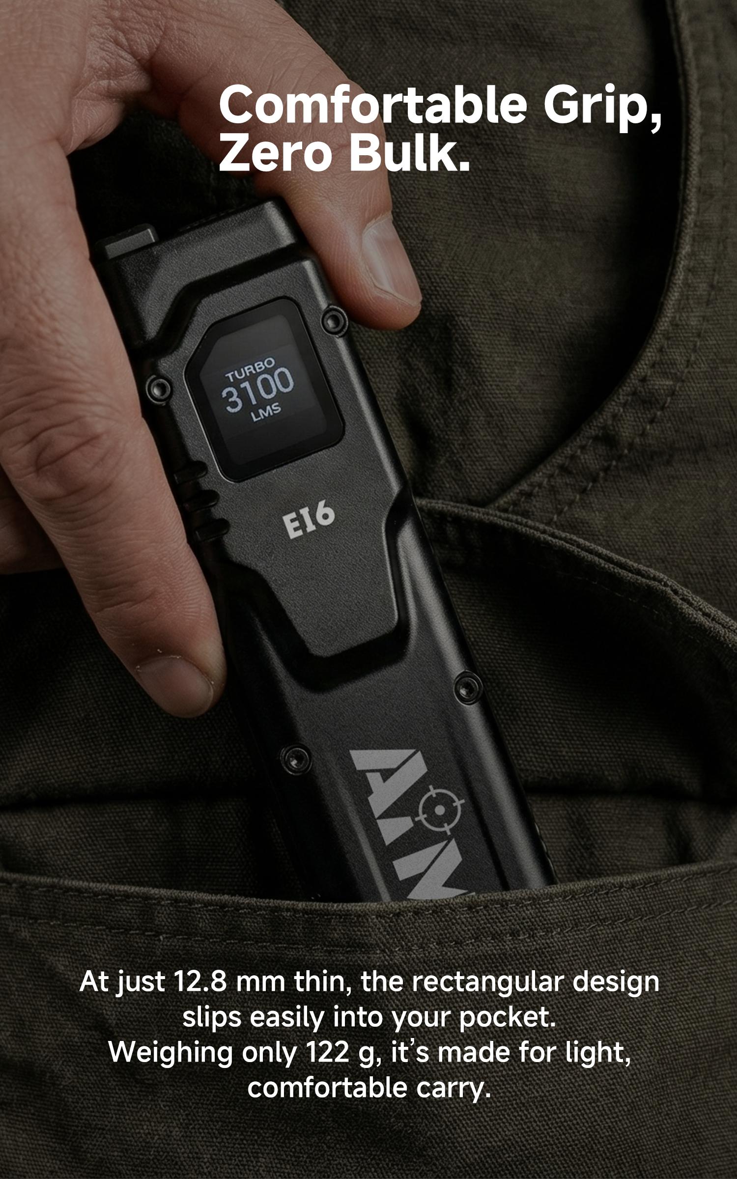 AIMWIN EI6 3100 Lumens Pocket Flat Flashlight 3100Lumen, Ultra Bright EDC for Emergency & Daily Carry