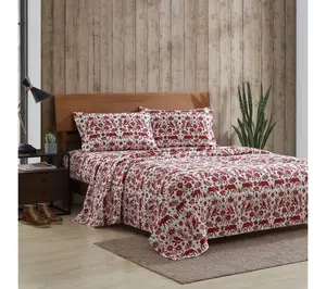 Eddie Bauer Arcadia Red Cotton Twin Sheet Set