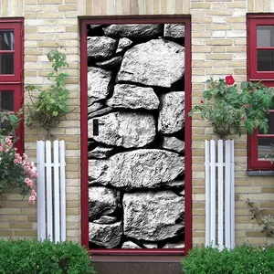 2pcs Vintage Stone Wall Texture Decorative Stickers Stereo Simulation Brick Stickers Self Adhesive Wallpaper for Living Room Bedroom Entrance Background Wall Waterproof Removable Home Decoration Stickers