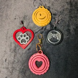 Sun Designs 3D Printed Keychains - Various Designs Featuring Winking Faces, Paws, Crosses, Animals, and Hearts - Unique Personal Style