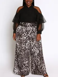 Wide Leg Cheetah Animal Print Pants Fit Women's Bottom Comfortable High-Waist Silk Below the Ankle All Seasons Versatile Style Eye-Catching Design Durable Material Wardrobe Essential Fashion Womenswear Casual Love Formal Fitted Maxi