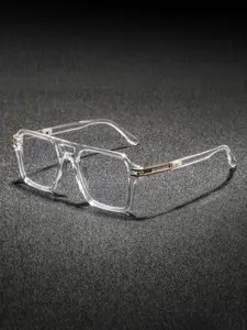 Men's Plastic Square Frame Sunglasses, Trendy Hong Kong Style, Cool Modern Design, Fashionable Flat Mirror for Daily Use, Parties, Vacation