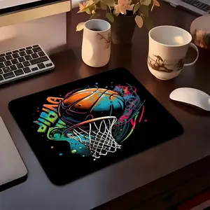 Basketball Design Mouse Pad Square Mousepads 45x40 Large 22x18 Small non-slip rubber gaming mouse pad, smooth sliding surface, stylish aesthetic desk accessory for office, laptop and desktop
