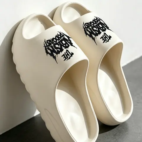 Unisex Streetwear Graphic Slides, EVA Thick Sole Soft Non-slip Slippers, Outdoors Slippers, Casual Indoor & Outdoor Beach Slides