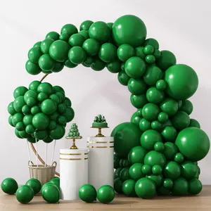 129 Pcs Dark Green Balloon Garland Arch Kit includes 18, 12, 10, and 5 Latex Balloons for Masquerade Parties, Birthdays, Baby Showers, Weddings, and Safari Jungle Decoration