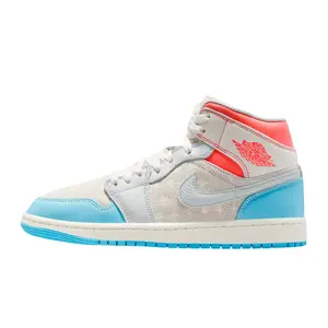 Women's Jordan 1 Mid Sail/Blue Chill-Hot Lava (IM7420 133)