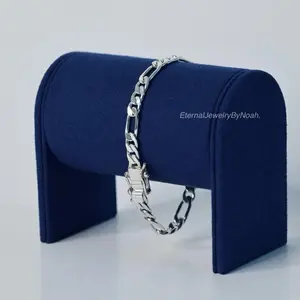 Silver Bracelet 950 model Figaro 6mm & 8” Length Double Lock for men