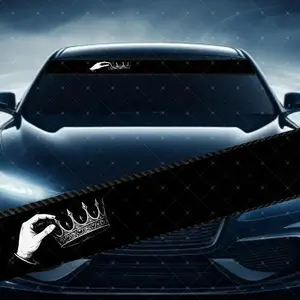 Decorative Car Windshield Sticker, Waterproof UV Protection Scratch Cover Vinyl Decal, Fits All Cars, Crown Design, Qm-88688