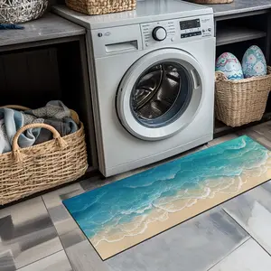 Wave Pattern Kitchen Mat, Non-slip Kitchen Rug, Washable Kitchen Mat, Decorative Carpet for Home Kitchen Living Room Bedroom, Kitchen Floor Mat