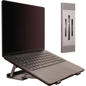 Fold & Laptop Riser Stand 3-in-1 Adjustable, Foldable Cooling Stand with Integrated Storage Box, Ruler and Ultra-Slim Portable Design for MacBook, Tablet, Ipad, Keyboard and  Laptop
