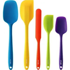 Silicone Rubber Spatula Set, Food Grade BPA-Free Spatulas for Kitchen Use, Heat Resistant Spatulas for Cooking & Baking, Dishwasher Safe