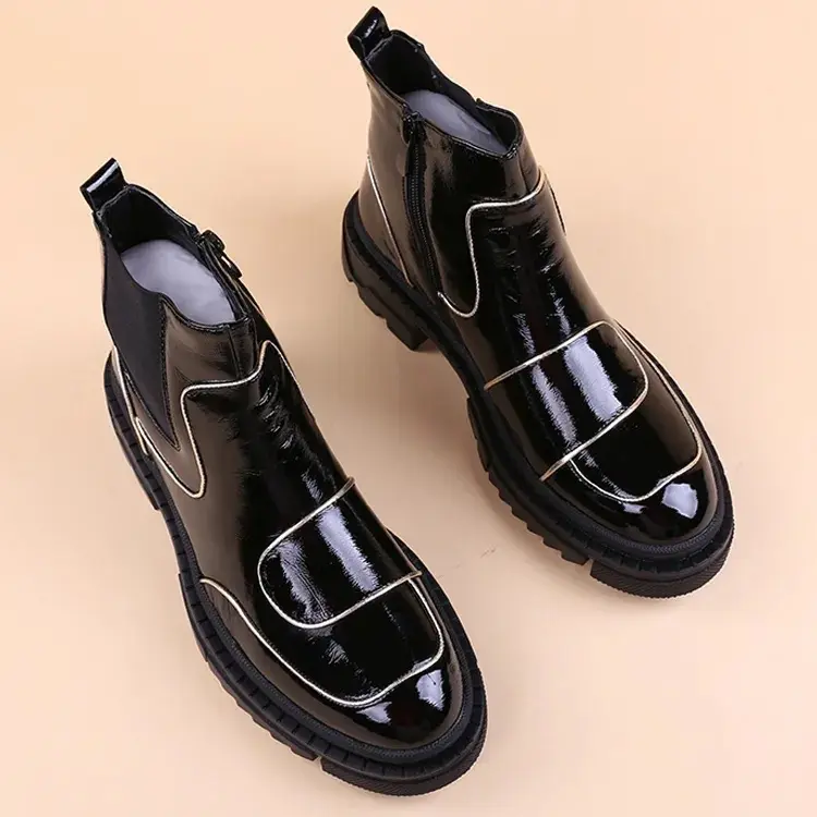 Shoes Thick Bottom Height Increasing Insole Middle Boots Muffin Bottom Ankle Boots Men's Leather Boots