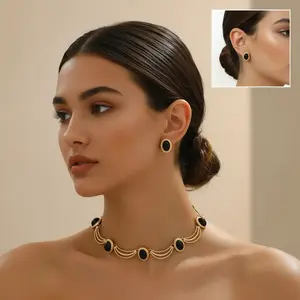 Elegant Classical Luxurious Geometric Oval Alloy Inlay Resin Women's Jewelry Set