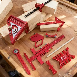 A Woodworking Project That Features A Multi-Piece Combination Set Complete with A Storage Box, Which Includes A Combination Triangle Ruler, Caliper, Scriber, Compasses, Tenon Gauge, Dovetail Gauge, Positioning Clamp