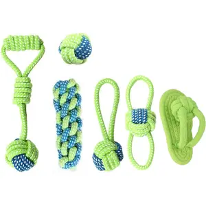 Set of 6 Tug Rope Chew Toys for Dogs - Bite Resistant Cotton Ropes for Aggressive Chewers