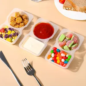 RYCTECH Double Compartment Snack Containers, 2 Compartment Lunch Box, Reusable, For Snacks, Dips, Takeout, Travel and Outdoor, Travel Size Condiments, Sauce Containers, Condiment Containers with Used for Take-Out Condiments, Dealsforyoudays