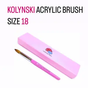 100% KOLINSKY ACRYLIC NAIL BRUSH SIZE 18-PINK WOOD HANDLE ACETONE PROOF & MONOMER -PROOF: BY **LADYBUGNPRODUCTS** PERFECT FOR FLAWLESS APPLICATION.